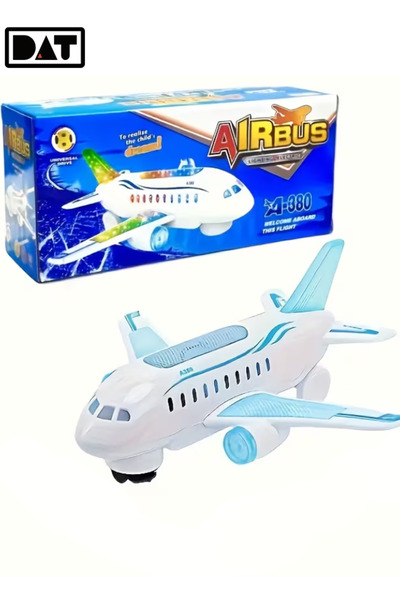DAT Airbus A380 Toy Airplane with Flashing Lights & Music, Universal Driving