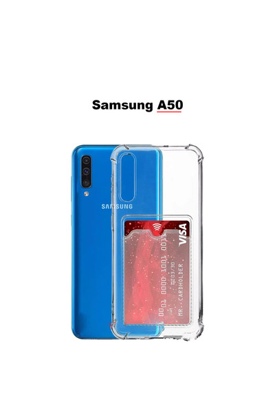 bewn Samsung A50 Compatible Card Holder Wallet Transparent Edge Protected Cor...