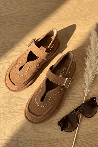 DİVOLYA Pantofi Loafer din piele intoarsa Naty, cu toc de 2 cm, cu varf rotun...