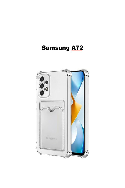 bewn Samsung A72 Compatible Card Holder Wallet Transparent Edge Protected Cor...