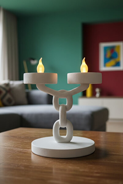 DNRYSL Dekoratif Zincir 2’li Mumluk Tealight Mum Dahil Modern Masa Üstü Mumlu...