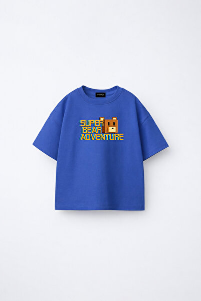 fasardi Super Bear Adventure Super Bear Printed Oversized 100% Cotton Short S...