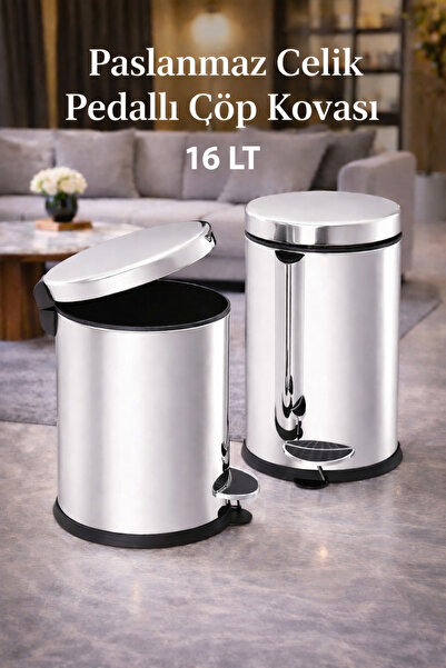 LOREMPBOX Paslanmaz Çelik Pedallı Çöp Kovası 16 LT