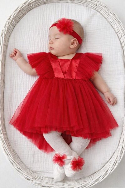 Panfilia Baby Girl Laced/Ruched 4-Piece Mevlüt Wedding Dress Set