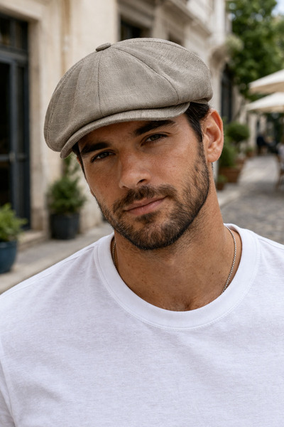 Ritagarcia Men's Linen Peaky Blinders Cap - Summer Cotton Newsboy Hat