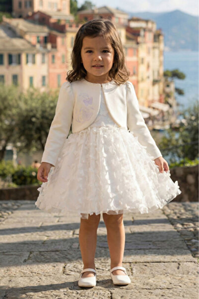 Pamina Baby Girl Evening Dress 3B Butterfly Appliqué Tulle Dress and Bolero J...