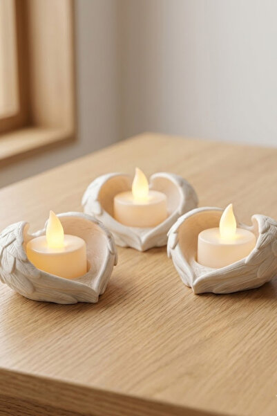 the mr east Melek Işığı Seti 3’lü Melek Kanatlı LED Mum Dekoratif Tealight 8 ...