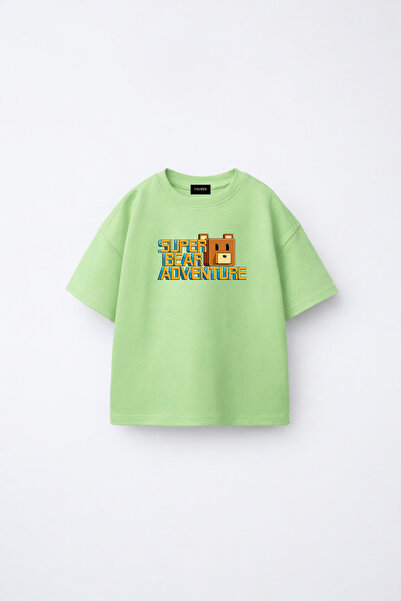 fasardi Super Bear Adventure Super Bear Printed Oversized 100% Cotton Short S...