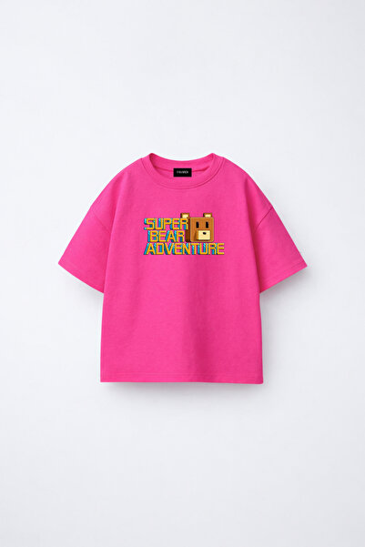 fasardi Super Bear Adventure Super Bear Printed Oversized 100% Cotton Short S...