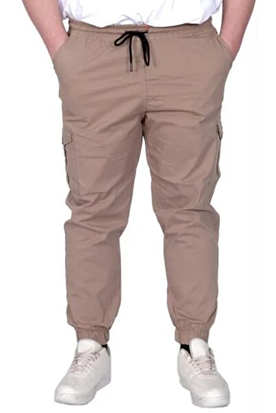 cusseli Large Size Men's Trousers Linen Cargo Jogger 21911 Cappucino