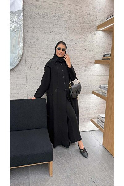 RYTAN Abaya Made of Luxurious Fabric with a Button on the Front for Decoratio...