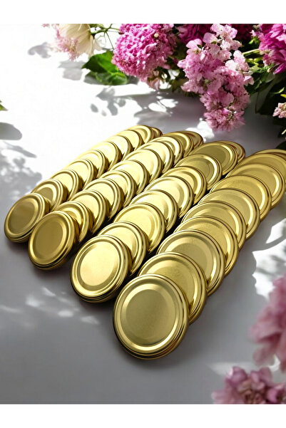 Şişecam Cam Kavanoz Kapağı 30 Adet 210CC Gold Renk Kavanoz Kapağı 63mm, Mama-...