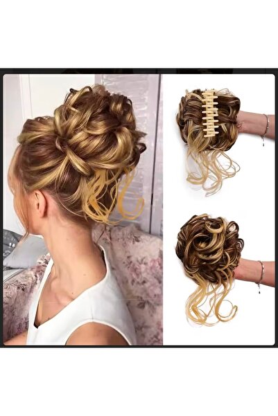 Handmade Dağınık topuz tokalı saç kolay kullanımlı şık Açık kumral çiğ dore s...