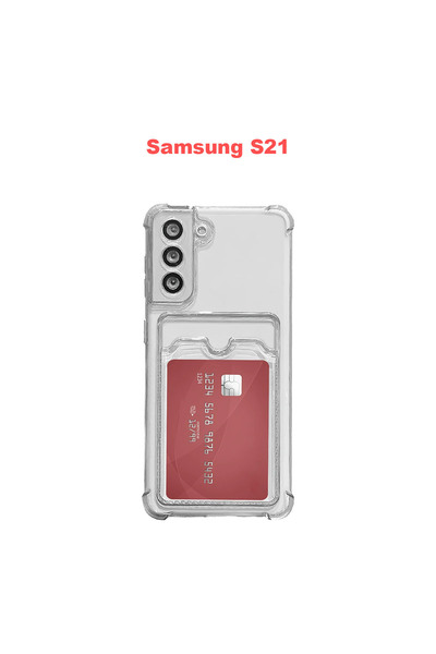 bewn Samsung S21 Compatible Card Holder Wallet Transparent Edge Protected Cor...