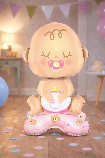 Baloncu Dede Bebek Figürlü Folyo Balon 63 cm Emzikli Bebek Baby Shower Parti ...