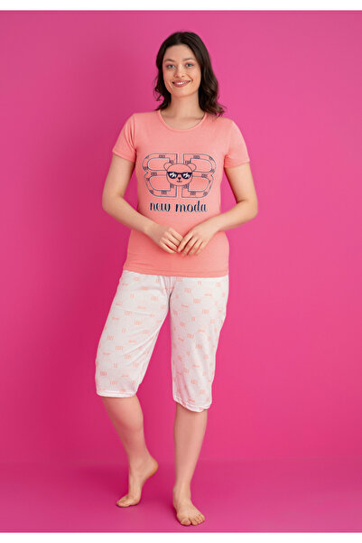 Serena Γυναικεία Βαμβάκι πιτζάμα - T-shirt και παντελόνι 3/4, στάμπα NEW MODA