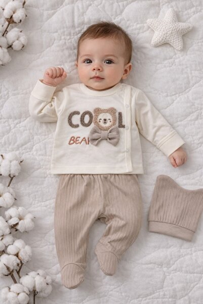 Pure Boutique Βρεφικό σετ για αγόρι 3 τεμαχίων: μπλούζα με αρκουδάκι, παντελό...