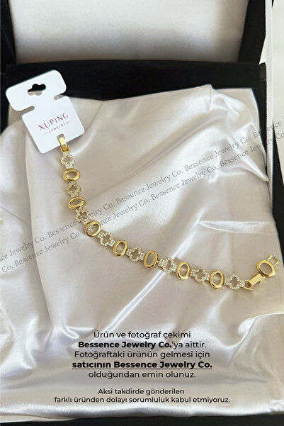 Bessence Jewelry Co Xuping 14K Gold VIP Dört Yaprak Pave Taşlı Çelik Bileklik...