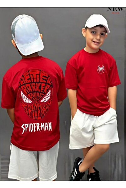 New Shine Spider-Man Printed Red Kids T-Shirt