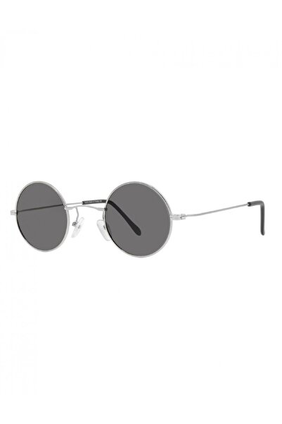 SANCHES Vintage Round Polarized Sunglasses Silver Frame Smoked Glass 42