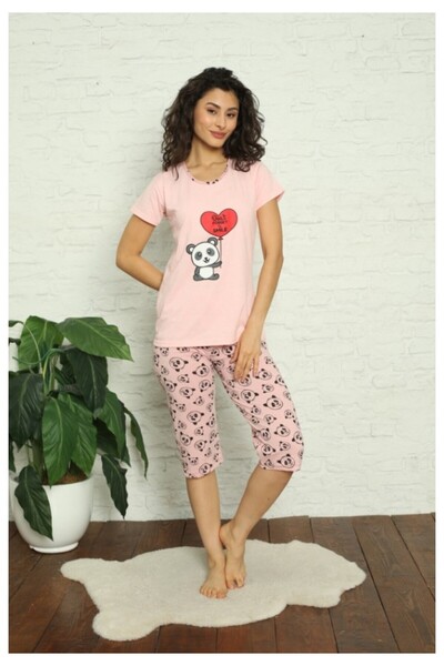 Serena Women's cotton pajamas with "Don't forget to smile" print, short sleev...