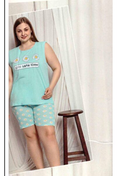 Serena Γυναικεία βαμβακερή πυτζάμα μεγάλου μεγέθους, με μπλούζα και σορτς, με...