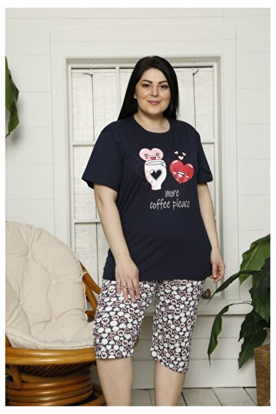 Serena Women's cotton pajamas with "More Coffee, Please" print, t-shirt and 3...
