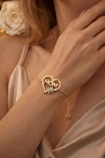 Accessories Hei Luxury Design Mom Heart & Butterfly Detailed Bracelet