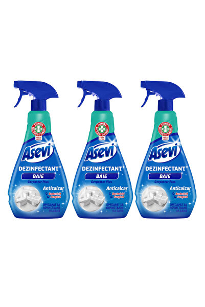 ASEVI Set 3x Bathroom Cleaning and Sanitising Solution, Anti-Lime, with Spray...