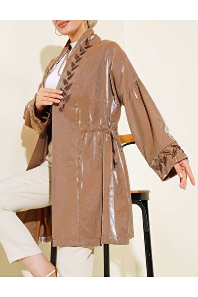 Lavanta Tekstil كيمونو لامع مطرز بالتطريز