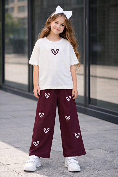 KOKOŞ BEBEK Girl's Heart Printed Set - Age 7/10 - 31693