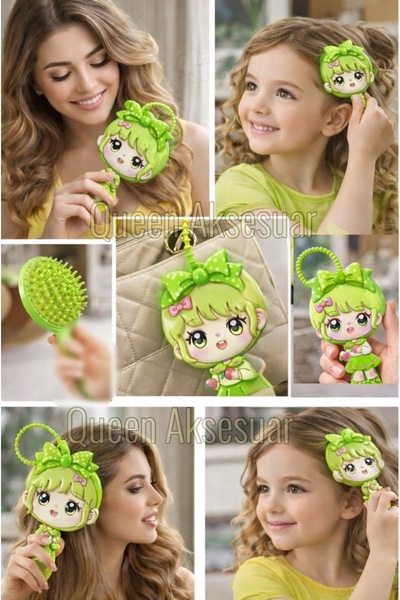 QUEEN AKSESUAR 2-in-1 Cute Anime Girl Character Hanging Comb Keychain Bag Acc...