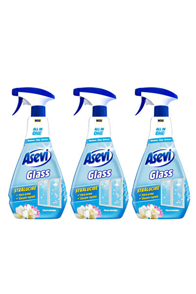 ASEVI Set 3x Window Cleaning Solution with Spray, Floral, 750 ml