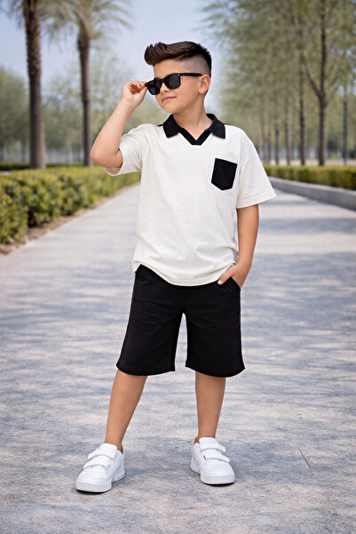 KOKOŞ BEBEK Boy's Collar Detailed Shorts Set - Age 9/12 - 31691