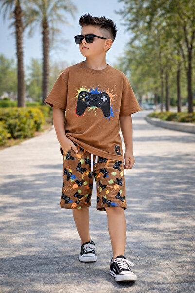 KOKOŞ BEBEK Play Station Printed Children's Shorts Set - Age 3/12 - 31690
