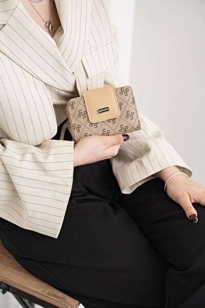 Silver Polo الفضي والبيج الداكن - محفظة وحامل بطاقات نسائي من Ten SP935