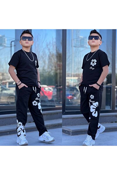 zavera for kids Σετ φόρμας για αγόρια με φλοράλ σχέδια, 100% βαμβάκι, σετ 2 τ...