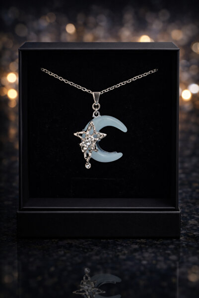 Selvica Shine Like the Night Moon & Star Necklace |   Sparkling Elegant Gift