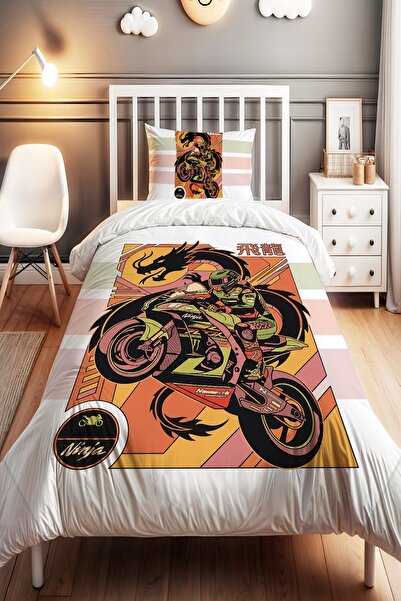 EVPANYA طقم غطاء لحاف للأطفال الرضع بنمط موتور دراجون بوكينو