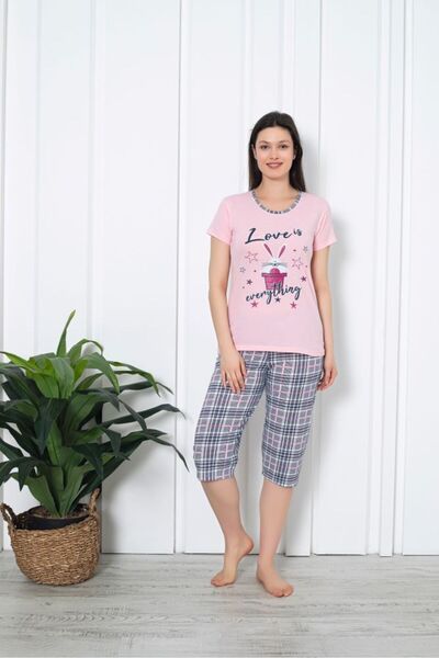 Serena Pijama dama din bumbac, imprimeu ,,Love Is Everything'', maneca scurta...