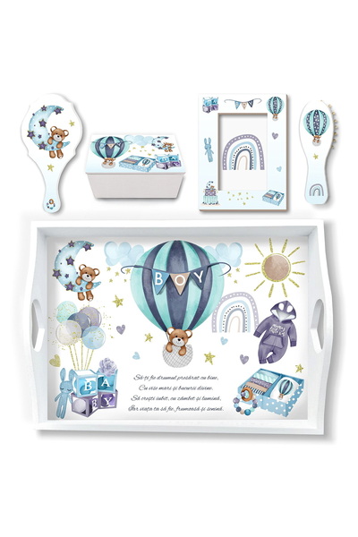 OEM Tavita Mot Baietel Ursulet si Balon BABY BOY, Set pentru Taierea Motului ...