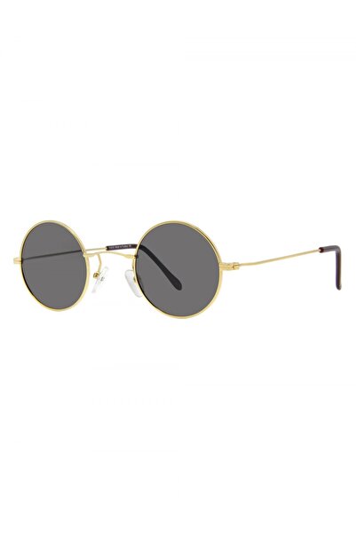 SANCHES Vintage Round Polarized Sunglasses Gold Frame Smoked Glass 42 mm