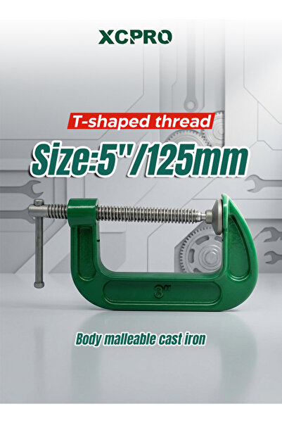 XCPRO مشبك حرف G من الحديد الزهر مقاس 5 بوصات مع خيط على شكل حرف T للاستخدام ...