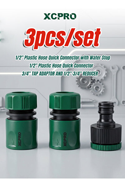 XCPRO طقم موصلات خراطيم سريعة 3 قطع مقاس 1/2 و 3/4 بوصة
