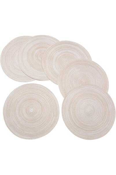 Arabest 38cm Round Braided Placemats, Easy Clean, Heat Resistant,for Party, B...