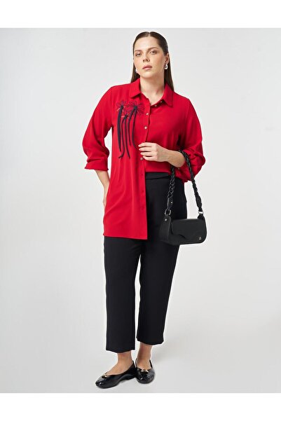 Kayra Bebe Yaka Nakışlı Tunik Kırmızı