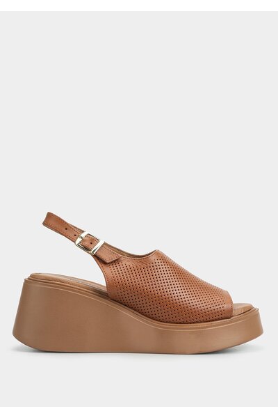 Provoq Sandale cu toc pentru femei din piele maronie