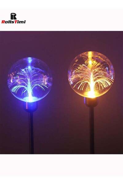 RollsTimi 2 Pack LED Luminous Solar Fiber Optic Flower Transparent Ball Outdo...