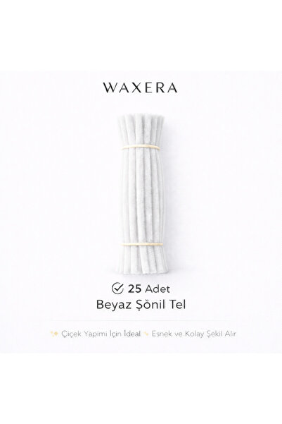 WAXERA Beyaz Şönil Tel 25 Adet 30 cm | Kendin Yap Çiçek ve Hobi Tasarım Malze...