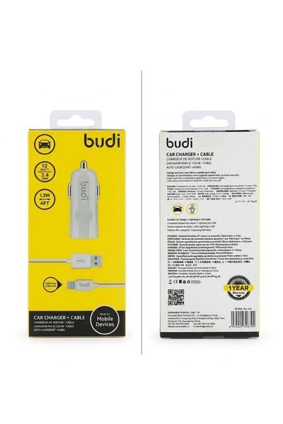 Genrics Budi Car Charger with Lightning Cable 12W / Budi Car Charger + Lightn...
